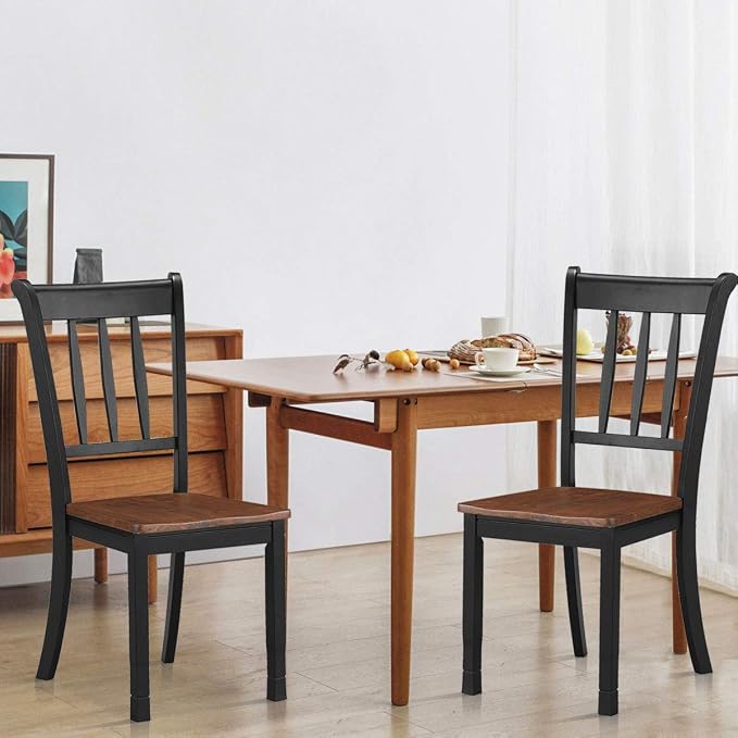 Giantex Wood Dining Chairs Set of 4, Armless Kitchen Chairs w/Solid Rubber Wood - Image 2