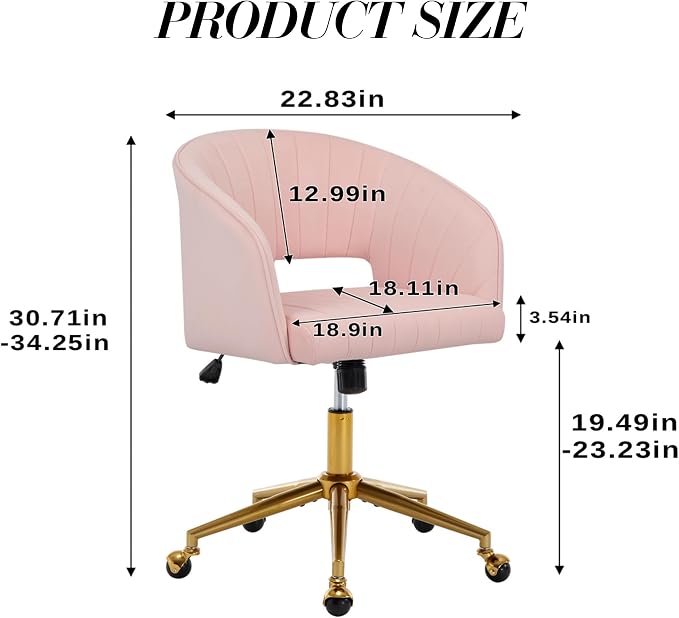Home Office Chair Swivel Velvet Desk Chair Accent Armchair Upholstered Modern - Image 3