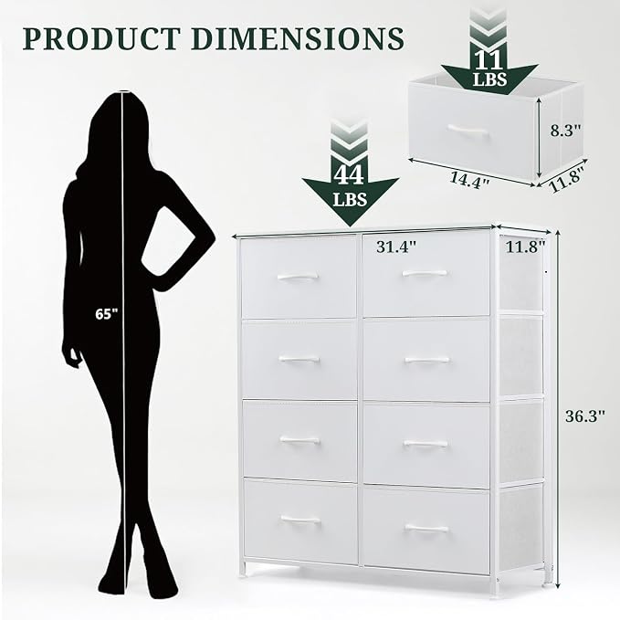 8-Drawer Dresser for Bedroom, Anti-Tip Tall Storage Organizer Chest of Drawers - Image 3