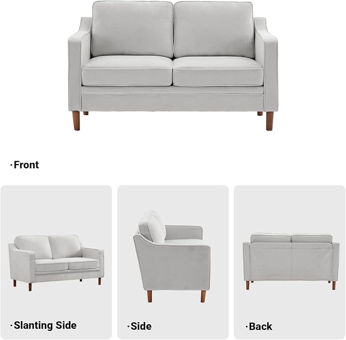 Kingfun 56" Chenille Sofa, Loveseat Couch, Mid Century Modern Love Seat Couches - Image 6