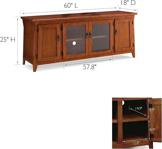 Leick Home 82560 Solid Wood Four Door TV Stand - Image 3