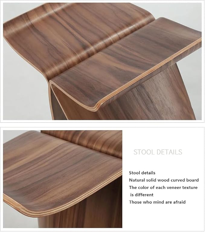 Simple Japanese Solid Wood Curved Stool Side TableSofa TableBedside Table - Image 4