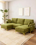 Karl home 99.6" Sectional Sofa, U-Shaped Chenille Upholstered Couch by Karlhome