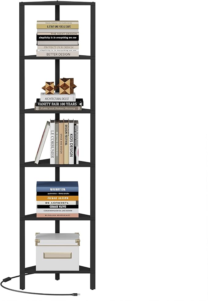 TUTOTAK Corner Shelf with LED Light, 6-Tier Corner Bookshelf - Image 7