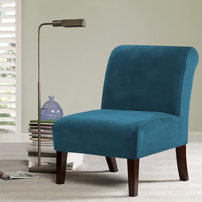 H.VERSAILTEX Armless Accent Chair Covers Thick Velvet Armless Chair Slipcovers - Image 2