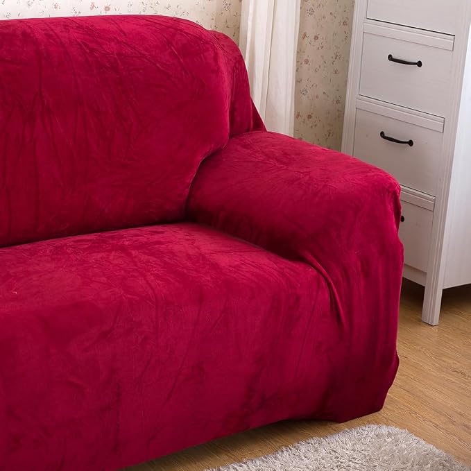 vctops 1-Piece Velvet Plush Stretch Sofa Slipcover - Image 3