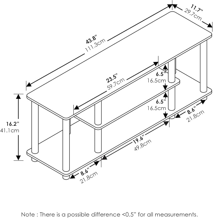 Furinno Turn-N-Tube No Tools 3D 3-Tier Entertainment TV Stand up to 50 inch TV - Image 2