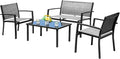 Devoko 4 Pieces Patio Furniture Set Outdoor Garden Patio Conversation Sets by DEVOKO