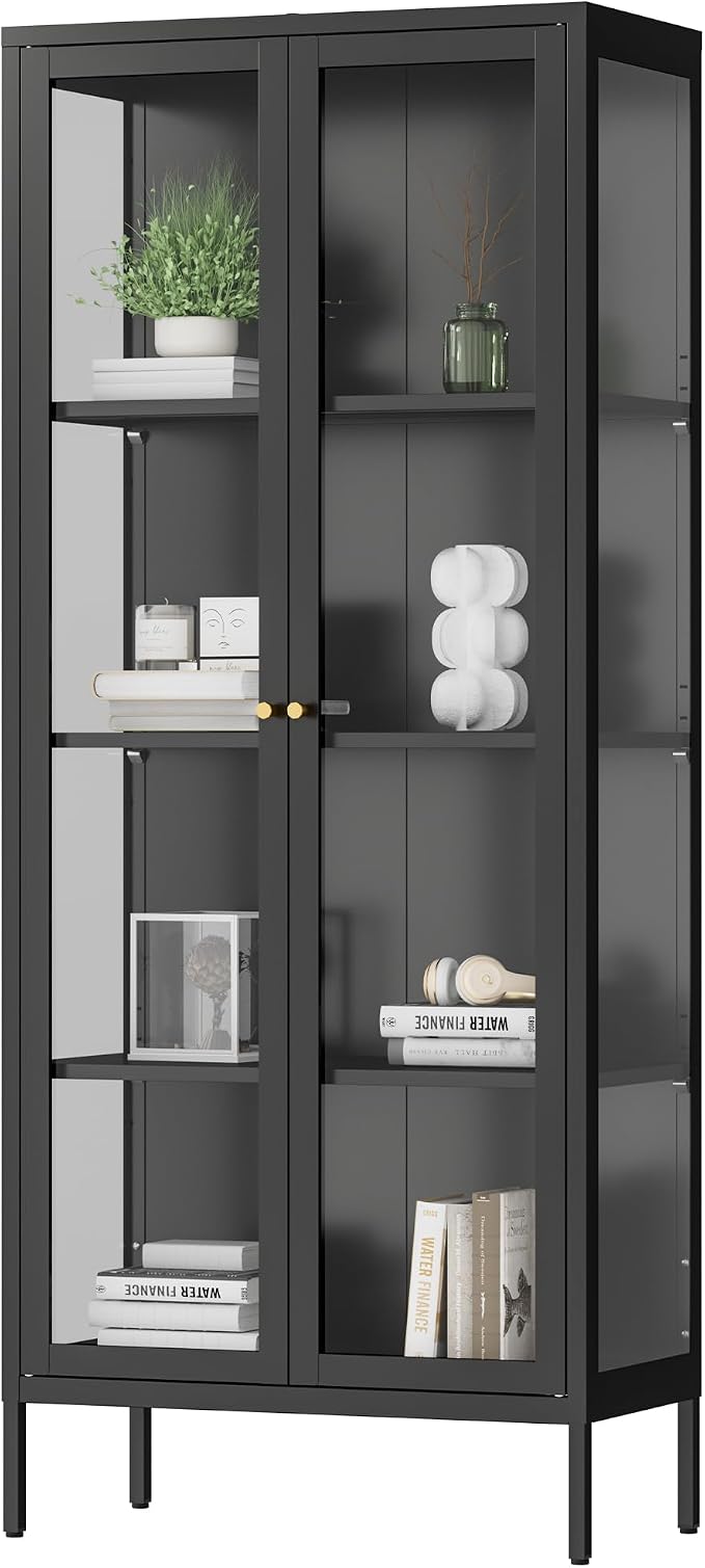 Polup Display Cabinet with 3 Side Tempered Glass, Metal Storage Cabinet & by POLUP