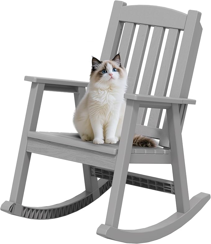 Greesum Outdoor Rocking Chair, 300lbs All-Weather Patio Resin Rocker, by BuynowfromGreesum