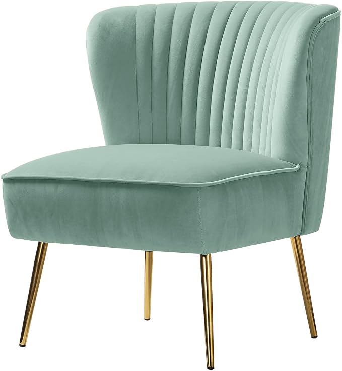 HULALA HOME Velvet Accent Chair, Modern Upholstered Cute Side Chair - Image 8