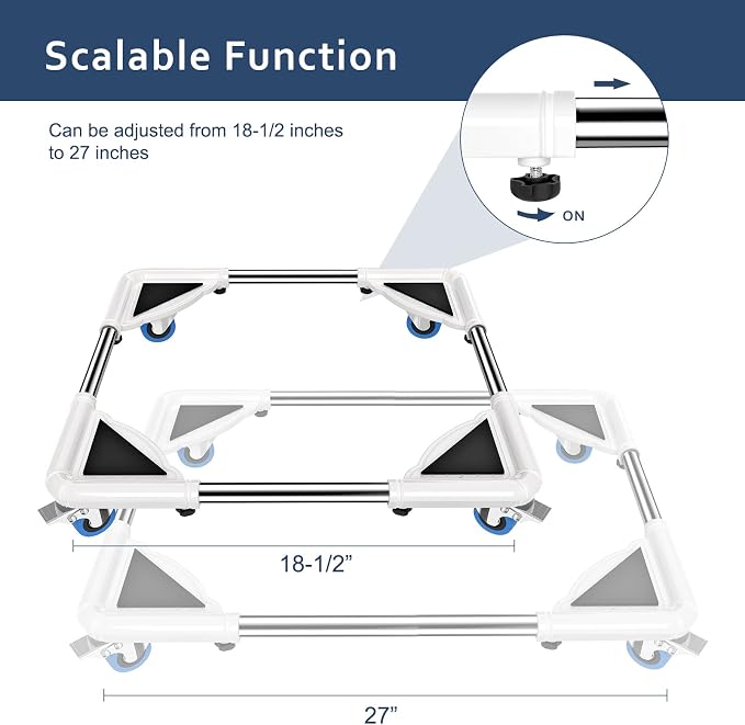 SPACECARE Mini Fridge Stand Mobile Roller, Adjustable Furniture Dolly - Image 2