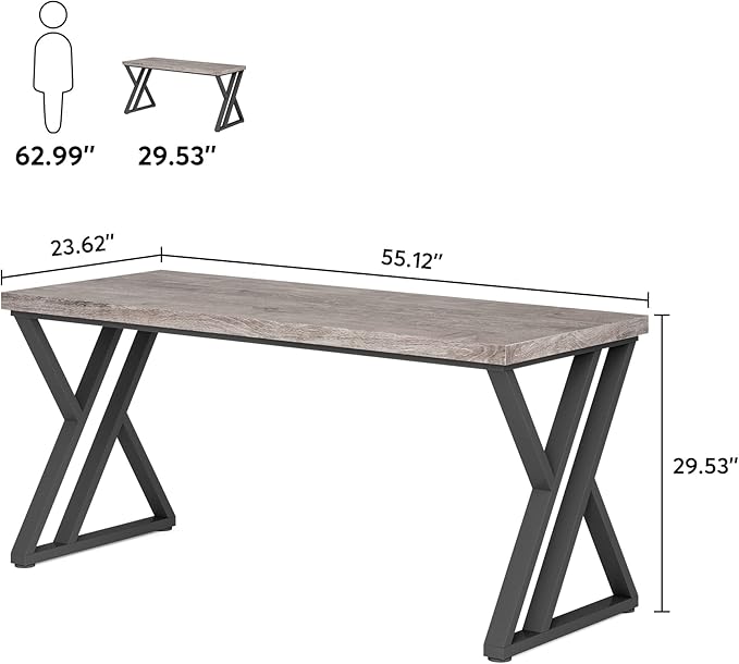 LITTLE TREE 55 Inch Large Simple Industrial Computer Desk Study Writing Table - Image 3