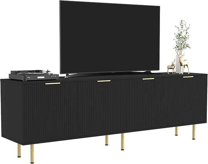 TV Stand for 80 Inch TV, Fluted TV Stand for Living Room, Mid Century Modern TV by Furniwood