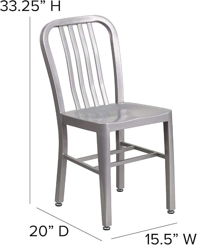 Flash Furniture Commercial Grade Silver Metal Indoor-Outdoor Chair - Image 3