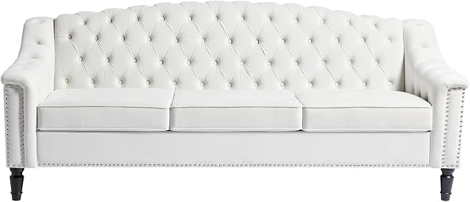 LEVNARY Mid-Century Modern Velvet Sofa, Chesterfield Couch Sleeper Settee - Image 8