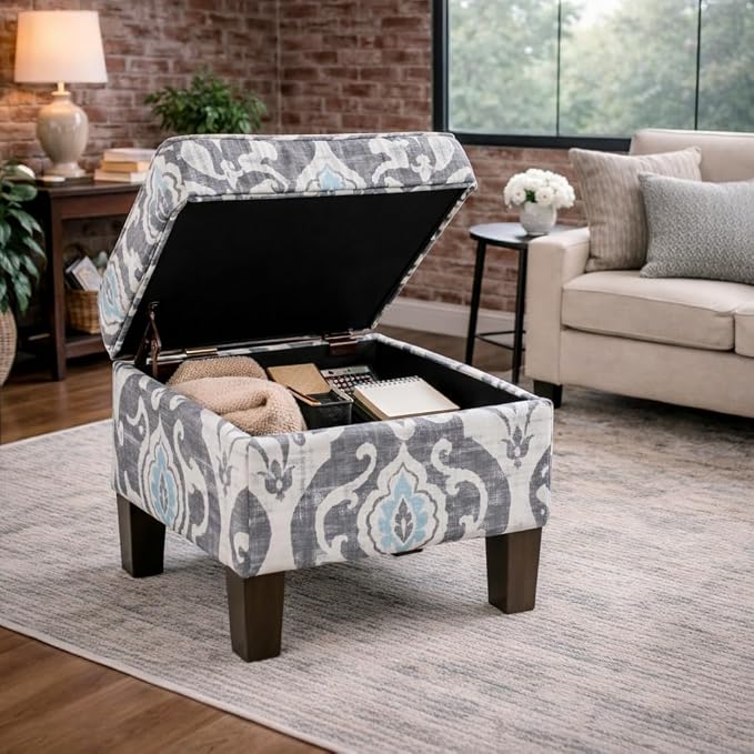 Homepop Home Decor |K7646-A750 | Upholstered Modern Rectangular Storage Ottoman - Image 4