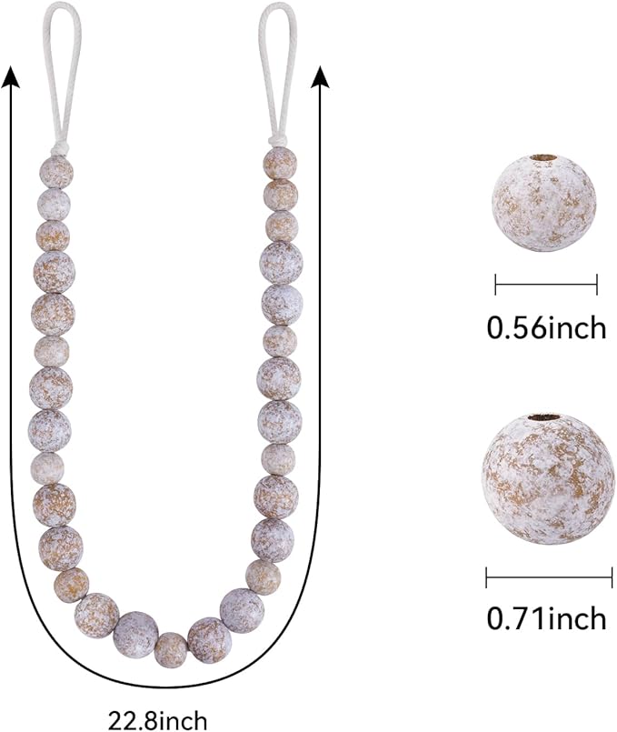 Wood Bead Curtain Tiebacks, KLOGTSIND Set of 2 Curtain Holdbacks - Image 4