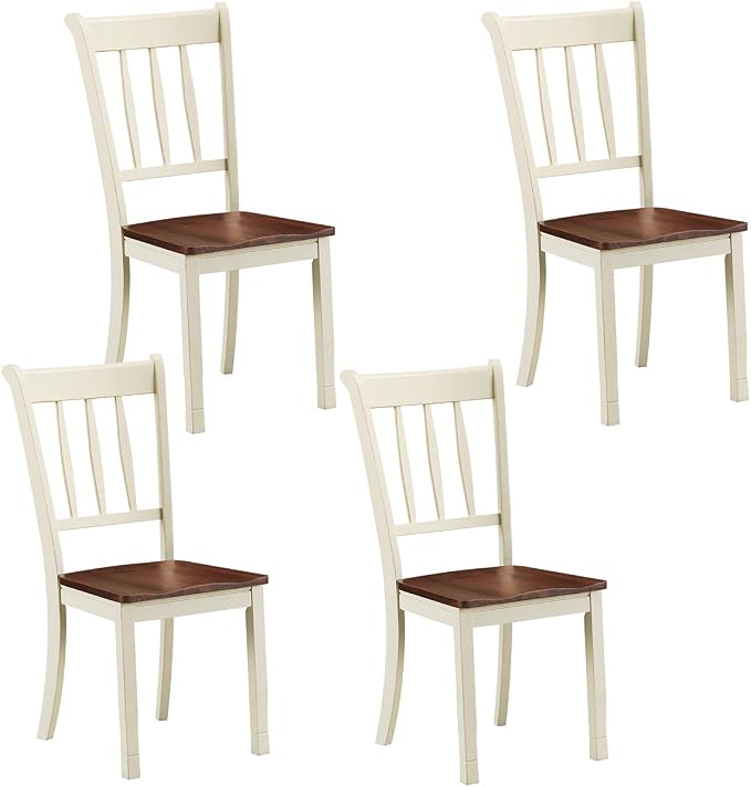 Giantex Wood Dining Chairs Set of 4, Armless Kitchen Chairs w/Solid Rubber Wood by Giantex