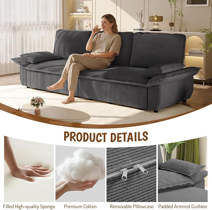 KEIKI 94.5" King 3-in-1 Sleeper Sofa, Oversized Pull-Out Couch - Image 5