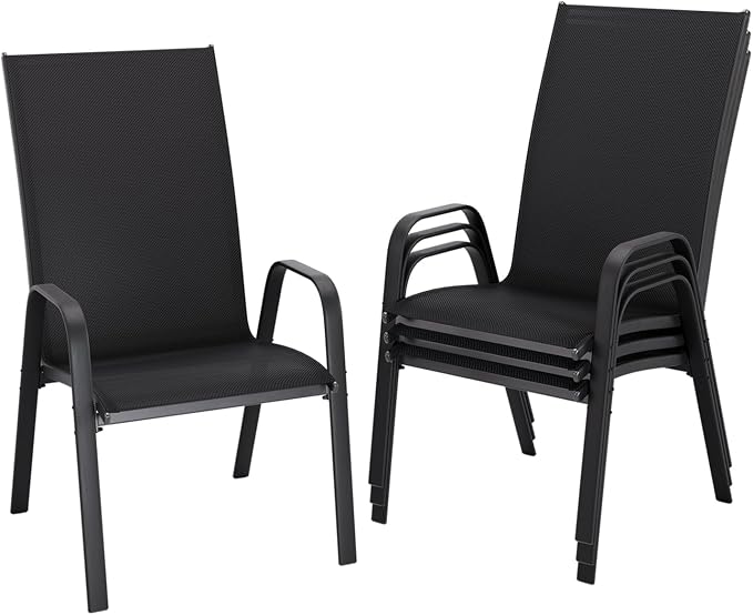 JEAREY Patio Dining Chairs Set of 4, Outdoor Stackable Dining Furniture Set by JEAREYOutdoorsCollection