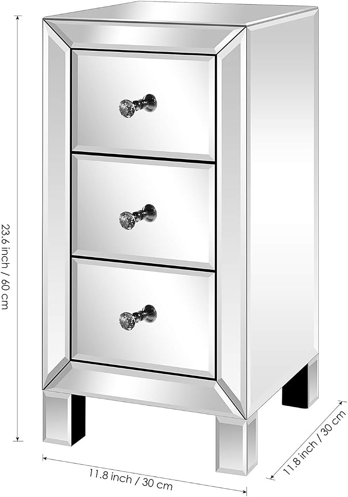 Mirrored End Table Modern Small Sofa Corner Table - Image 2