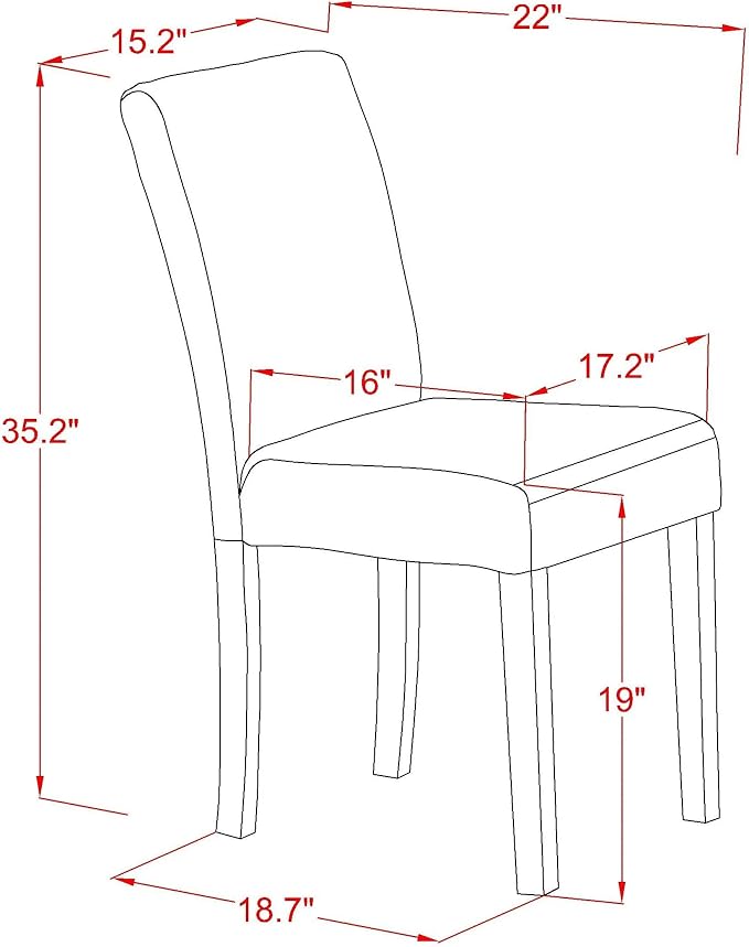 East West Furniture ABP4T55 Abbott Parson Kitchen Chairs - Image 3