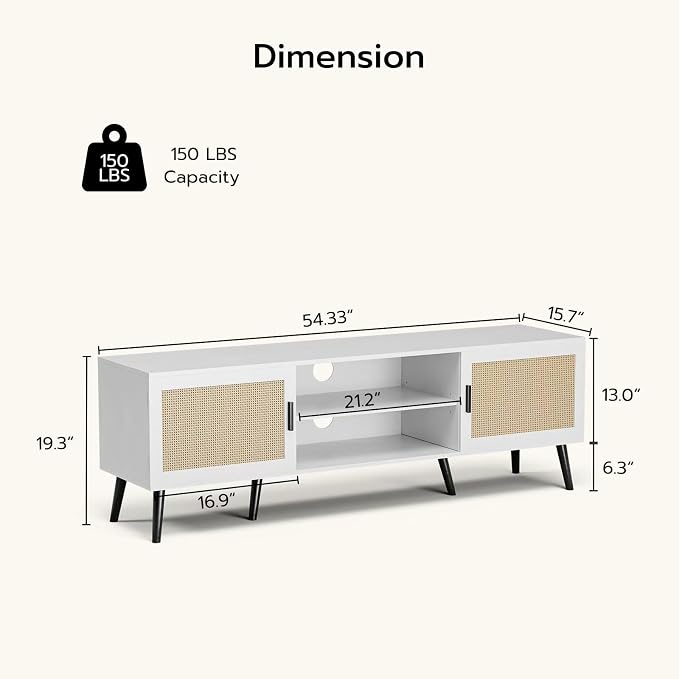 ZttRiee TV Stand for TVs up to 65'', Mid Century Modern Entertainment Center - Image 2