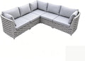 TWT Khaki Gray 5-Piece Modular Outdoor Sofa, 5-Seater Free Combination by TWT