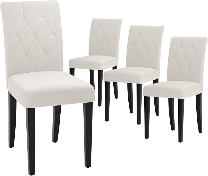 Welzona Upholstered Dining Chairs Set of 4, Button Tufted Parsons Dining Chair - Image 7
