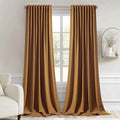 MIULEE Golden Brown Back Tab Blackout Curtains 120 Inch Long 2 Panels Set by MIULEE