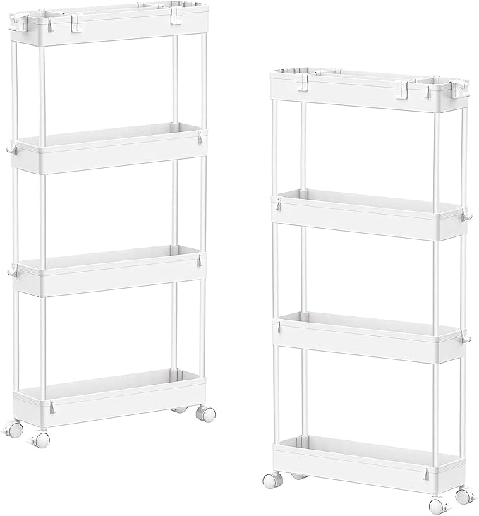 SPACELEAD 2-piece Set Slim Storage Cart 3 Tier, Bathroom Organizer Rolling by Home