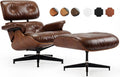 Top Grain Leather, Mid Century Chaise Lounge Chair and Ottoman, Reading Chair by MakeHomeBetter