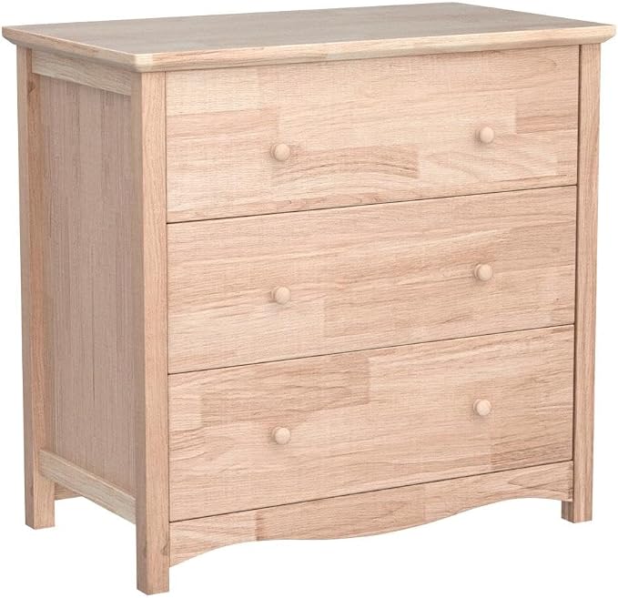 VINGLI Unfinished Solid Wood Dresser Color DIY, 3 Drawer Dresser, Natural - Image 4