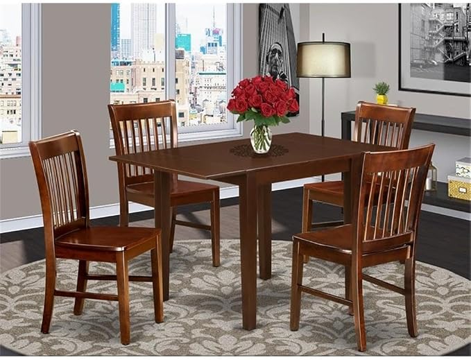 East West Furniture NDNO5-MAH-W 5 Piece Dining Room Table Set Includes a - Image 2