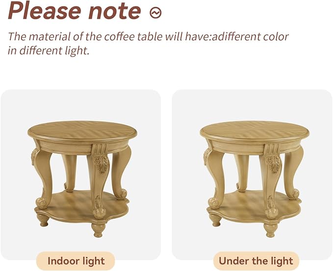 LKTART Round End Tables for Living Room, Vintage Side Table for Small Spaces - Image 9