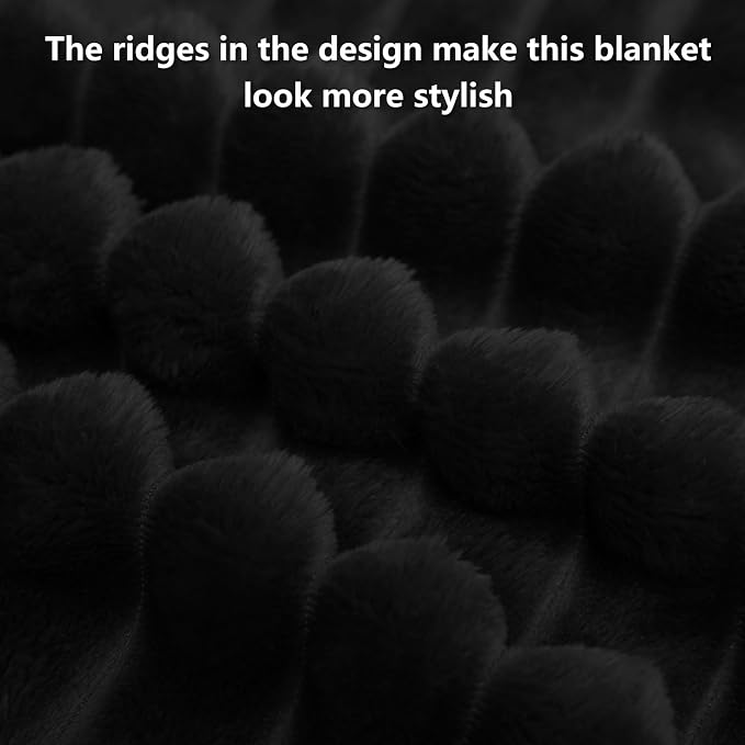 HIMEET Black Ribbed King Size Blanket - Image 8