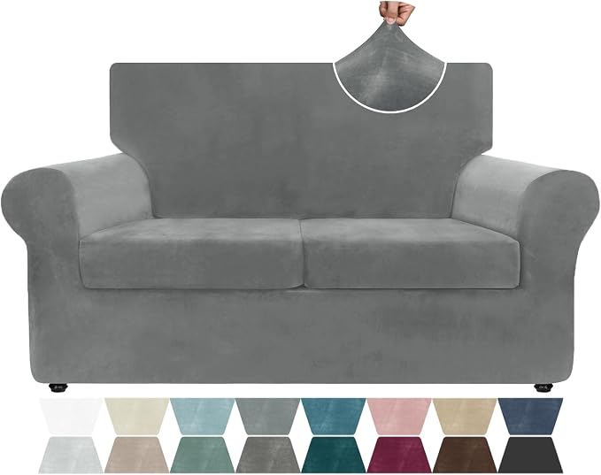 ZNSAYOTX Luxury Velvet Sofa Cover 3 Piece Stretch Loveseat Covers by ZNSAYOTX