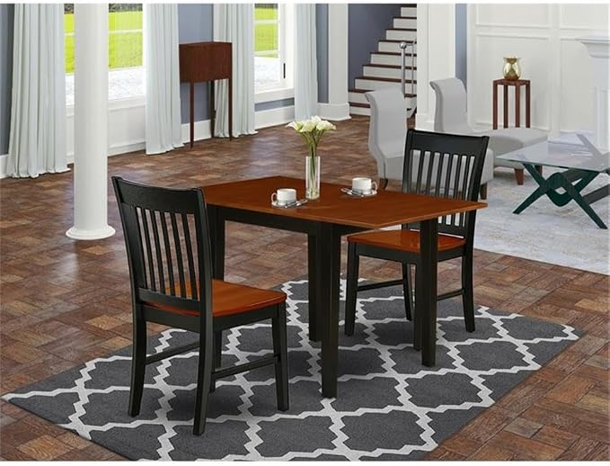 East West Furniture NDNO3-BCH-W 3 Piece Dinette Set - Image 2