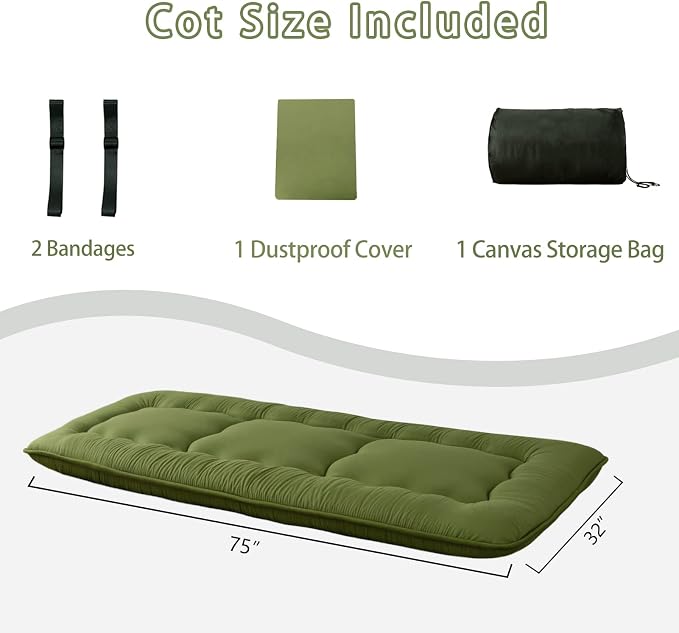 MAXYOYO Cot Japanese Floor Futon Mattress, Single Size Tatami Mat Sleeping Pad - Image 2