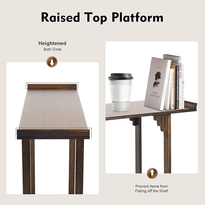 Entryway Table, 2 Tiers Freestanding Chinese Style Vintage Console Large - Image 9