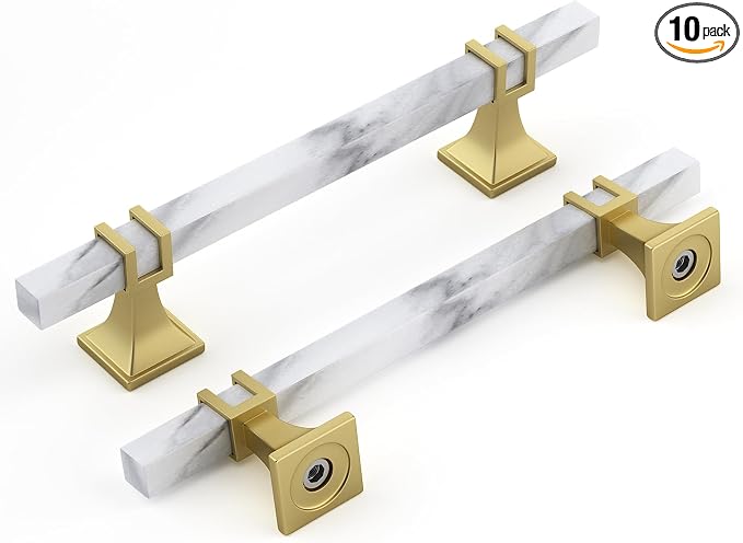 Rergy Cabinet Handles Marble Drawer Pulls and Knobs, T-Bar Hardware by Rergy