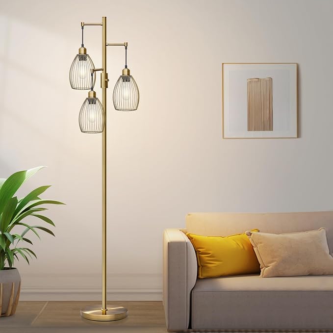 Dimmable Floor Lamp, 3 x 800LM LED Edison Bulbs Included, Farmhouse Industrial - Image 7