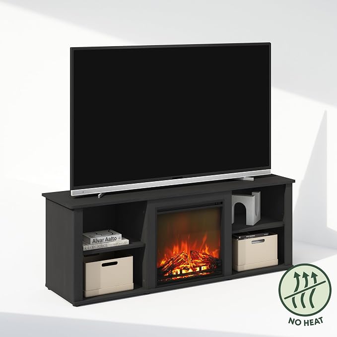 Furinno Jensen Fireplace TV Stand, NO Heat Decorative Electric Fireplace TV - Image 4