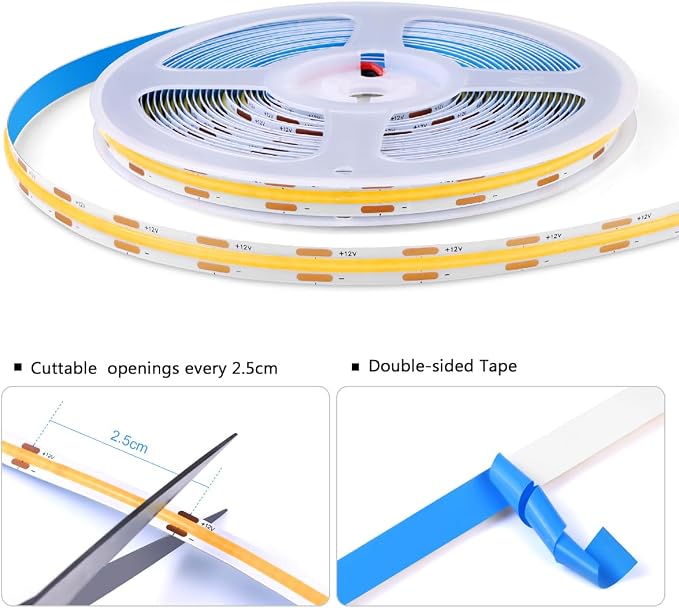 AIMENGTE Cabinet Light 12V COB LED Strip Lights, 6-in-1 Penetrable Touch Dimming - Image 5