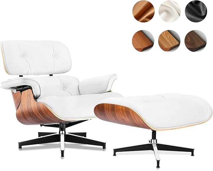 Top Grain Leather, Mid Century Chaise Lounge Chair and Ottoman, Modern Chair by MakeHomeBetter