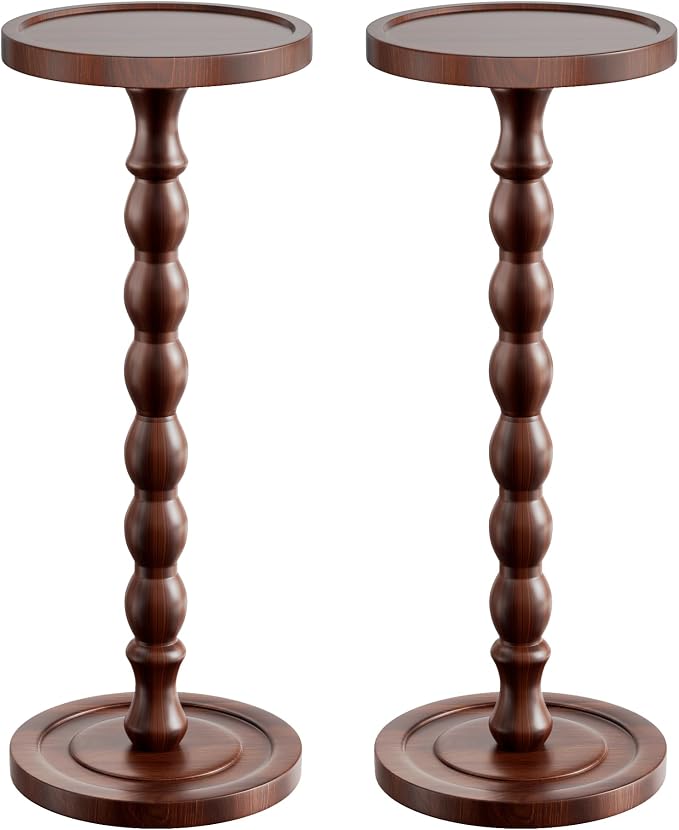 2 Pack Solid Wood Drink Table, Rubber Wood‌ Small Round Side Table by Unknown