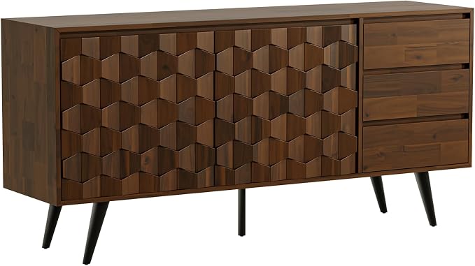 Bme Sideboard Georgina Solid Wood 2 Doors & 3 Drawers, Living Room - Image 7