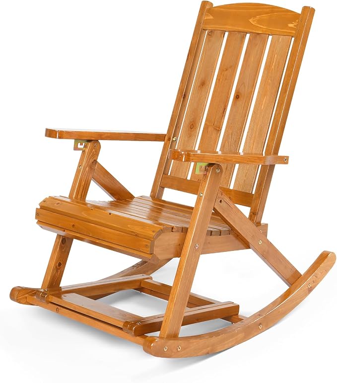 VINGLI Wooden Porch Rocking Chair, Heavy Duty Outdoor Rocking Chair by VINGLI