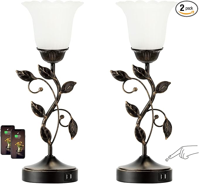 Set of 2 Touch Bedside Vintage Lamps by RORIANO